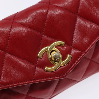 Chanel Vintage CC Flap Waist Bag Quilted Leather, RED, LEATHER, Clutche & pouche
