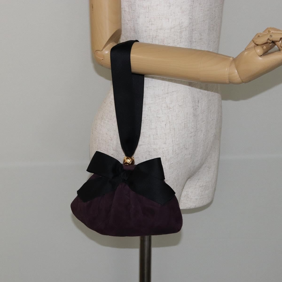 Chanel Bow cluth Suede, PURPLE, SUEDE, Clutche & pouche