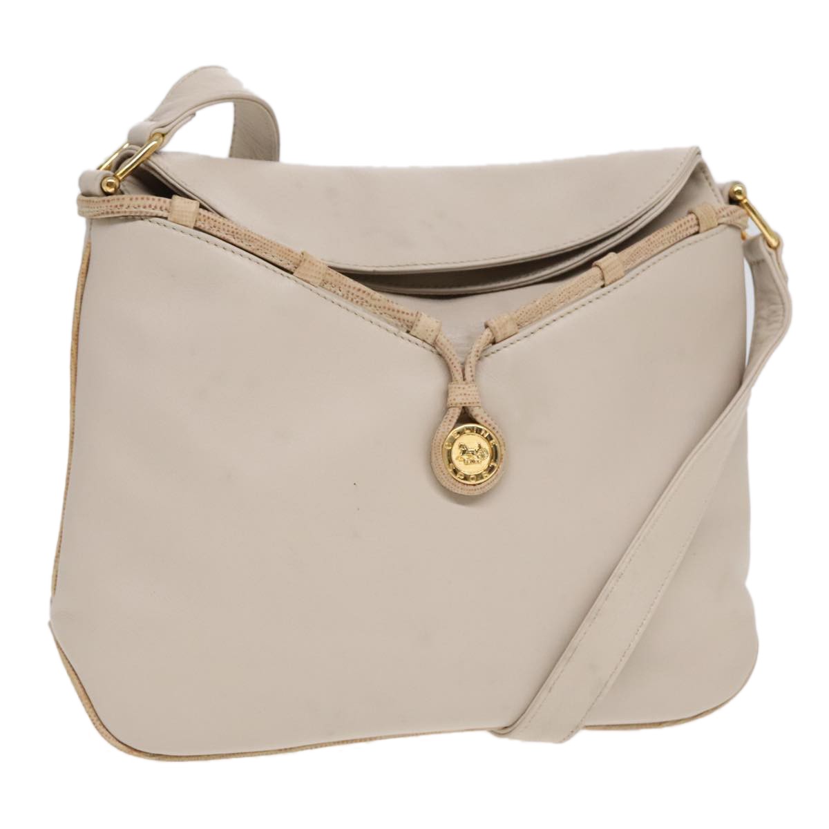 Celine Vintage Shoulder Bag Leather, Beige, Leather, Shoulder Bag