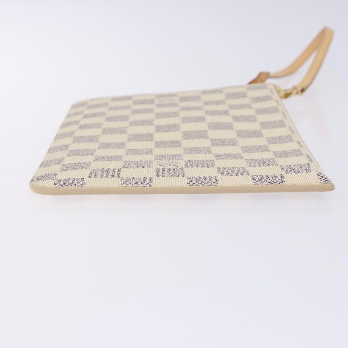 Louis Vuitton Neverfull Pochette Damier, WHITE, CANVAS, Tote bag