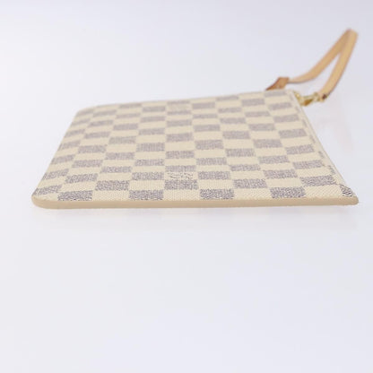 Louis Vuitton Neverfull Pochette Damier, WHITE, CANVAS, Tote bag