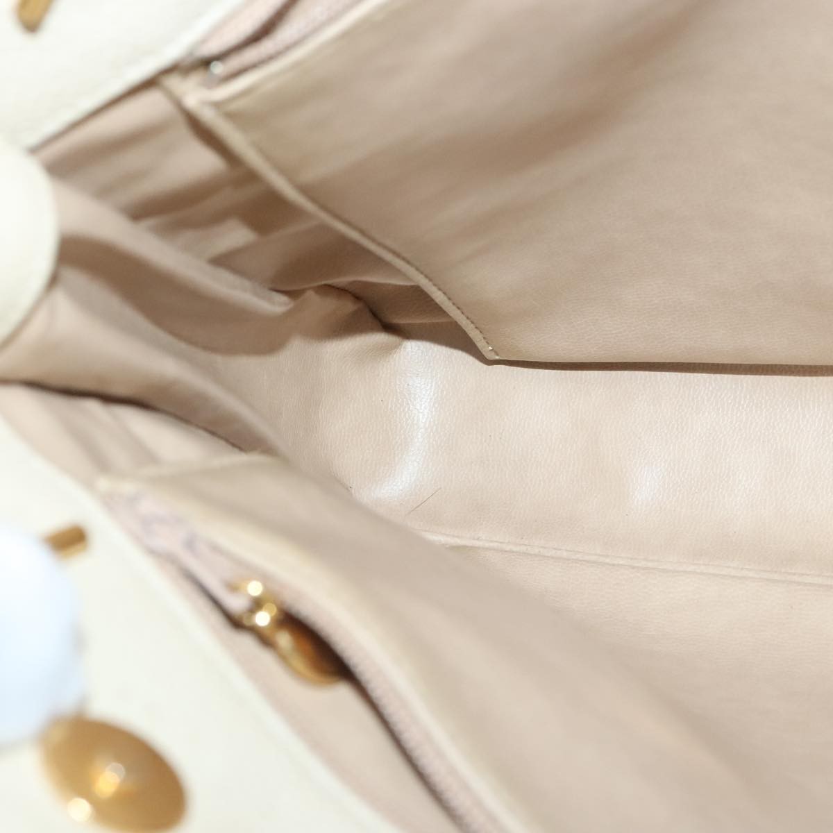 Chanel Vintage Slit Pocket Shoulder Bag Quilted Caviar, BEIGE, LEATHER, Shoulder bag