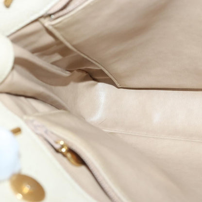 Chanel Vintage Slit Pocket Shoulder Bag Quilted Caviar, BEIGE, LEATHER, Shoulder bag