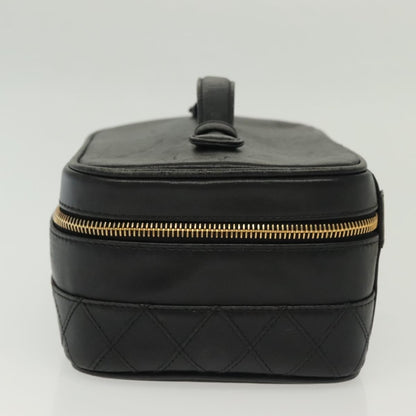 Chanel Vanity pouch Leather, BLACK, LEATHER, Toiletry Case