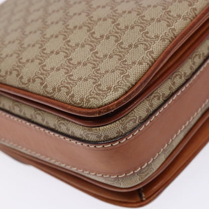 Celine Vintage Macadam Shoulder Bag Canvas and Leather, BEIGE, CANVAS, Shoulder bag