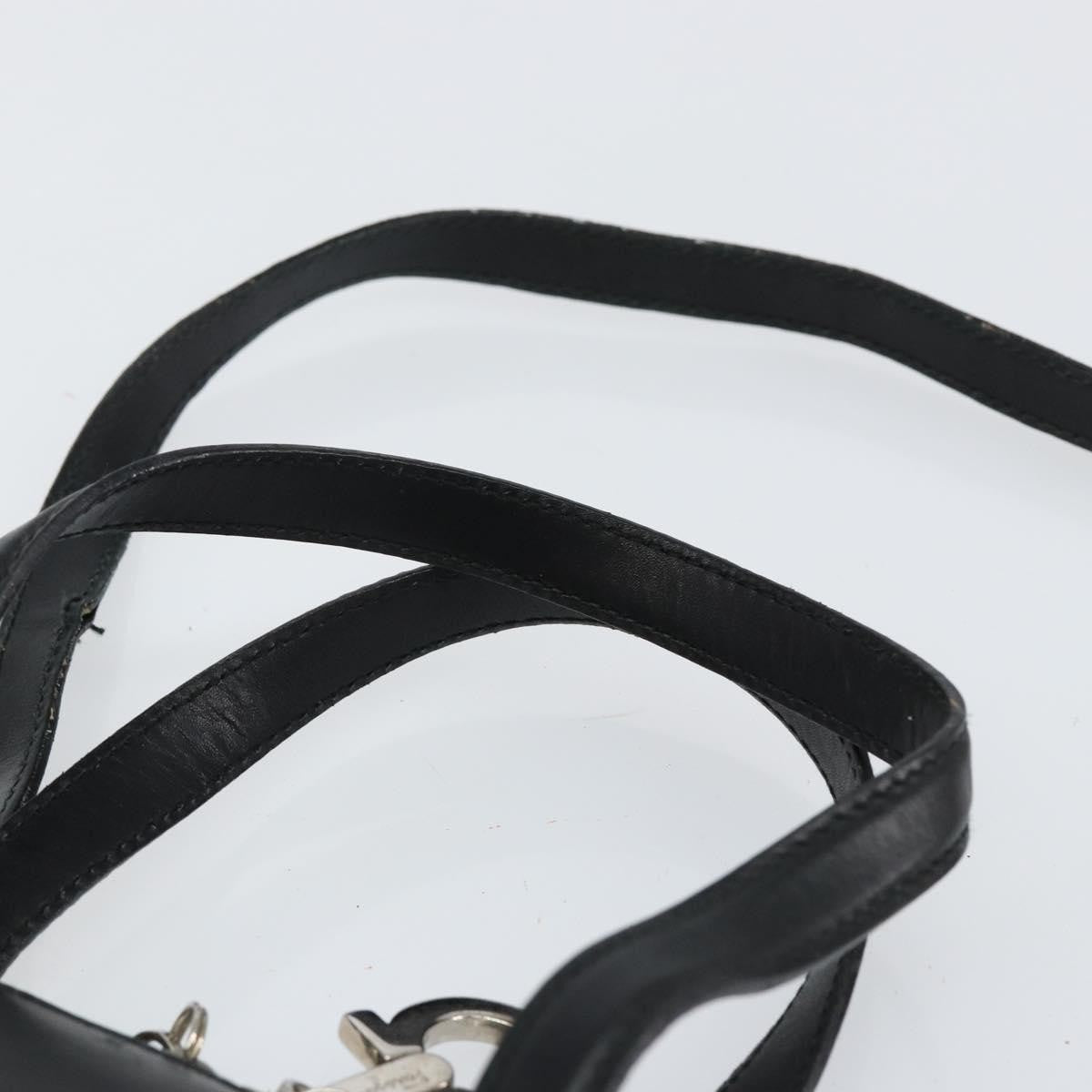 Salvatore Ferragamo Gancini handbag Leather, BLACK, LEATHER, Handbag