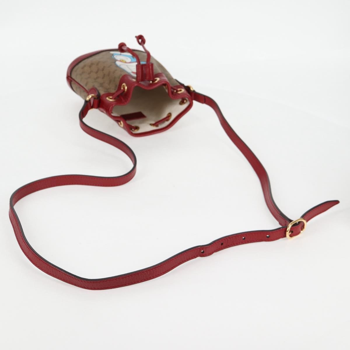 Gucci Doraemon Bucket Bag Printed Mini GG Coated Canvas, BEIGE, PVC, Handbag