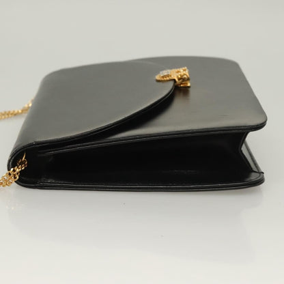 Christian Dior Vintage Chain Flap Shoulder Bag Leather, BLACK, LEATHER, Shoulder bag
