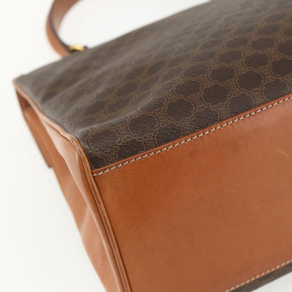 Celine Vintage Macadam Handbag Canvas and Leather, BROWN, CANVAS, Handbag