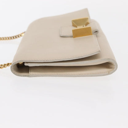 Chloe Chain Flap Crossbody Bag Leather, BEIGE, LEATHER, Shoulder bag