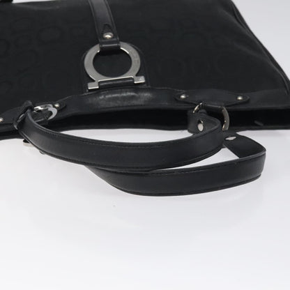 Salvatore Ferragamo Gancini Tote Gancini Canvas, BLACK, CANVAS, Tote bag