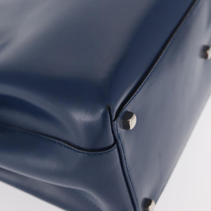 Salvatore Ferragamo Double Gancini Side Buckle Tote Leather, BLUE, LEATHER, Handbag