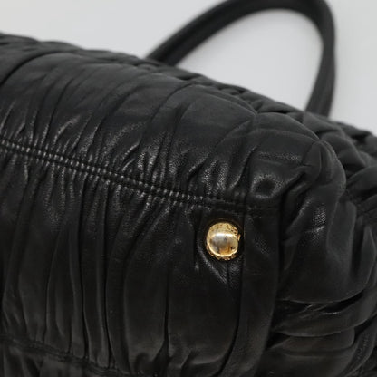 Prada Gaufre Ribbon handbag Leather, BLACK, LEATHER, Tote bag