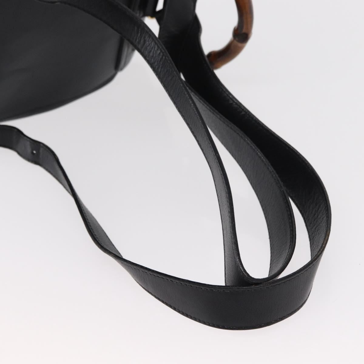 Gucci Vintage Bamboo Backpack Leather, BLACK, LEATHER, Backpack