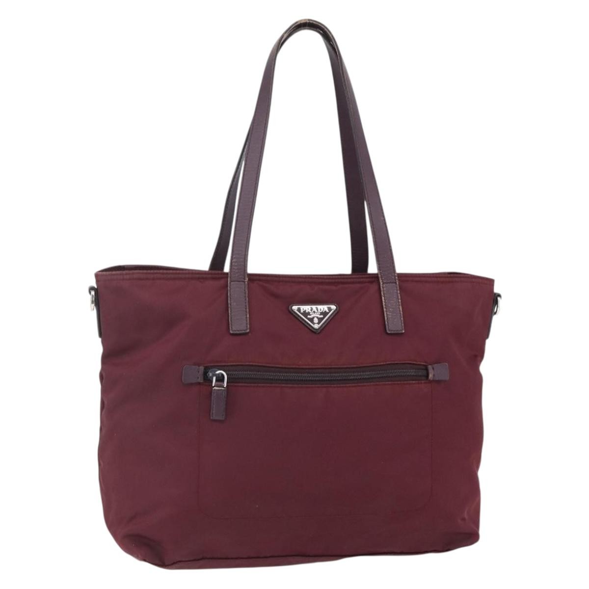 Prada Vintage Zip Tote Tessuto, BURGUNDY, NYLON, Tote bag