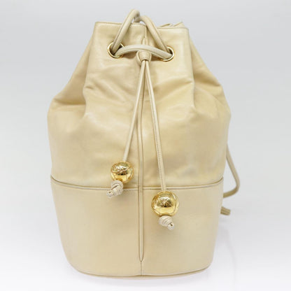 Chanel Vintage CC Drawstring Bucket Bag Lambskin, BEIGE, LEATHER, Shoulder bag
