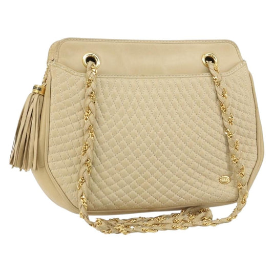 Bally Vintage Chain Shoulder Bag Quilted Leather, BEIGE, LEATHER, Shoulder bag