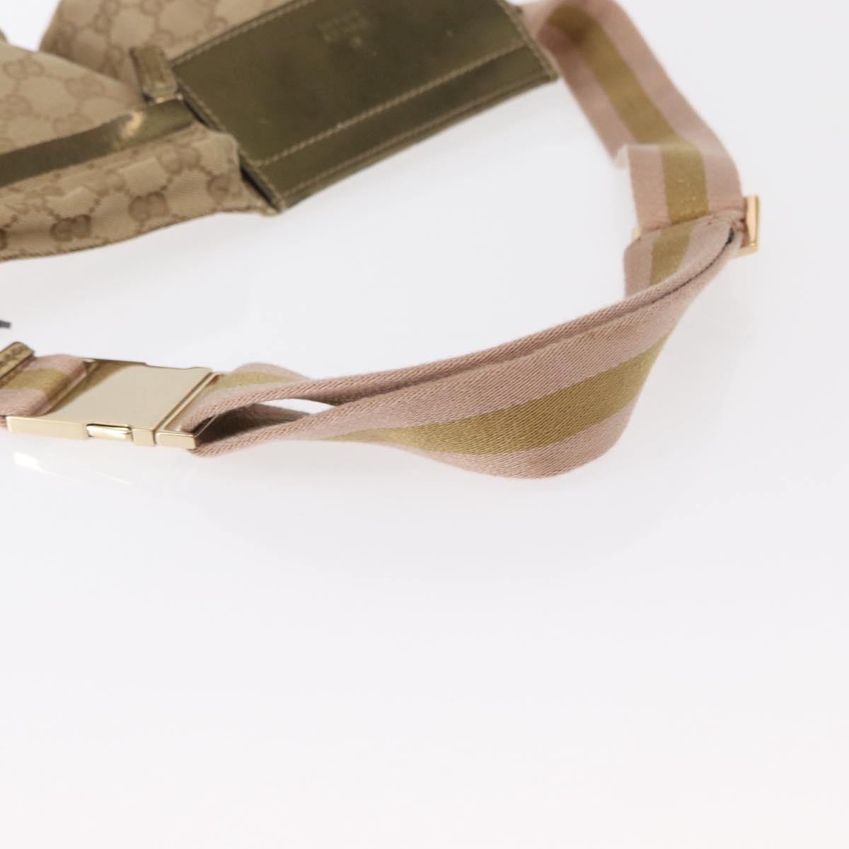 Gucci Vintage Double Belt Bag GG Canvas with Leather, BEIGE, CANVAS, Shoulder bag