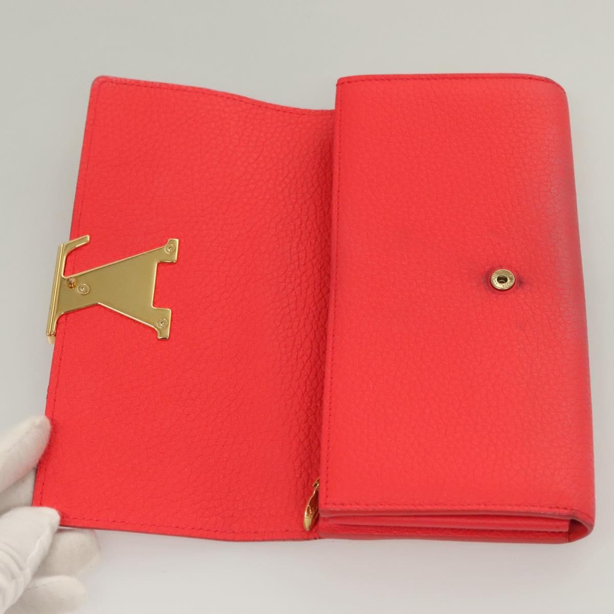 Louis Vuitton Capucines Long Wallet Leather, RED, LEATHER, Wallets