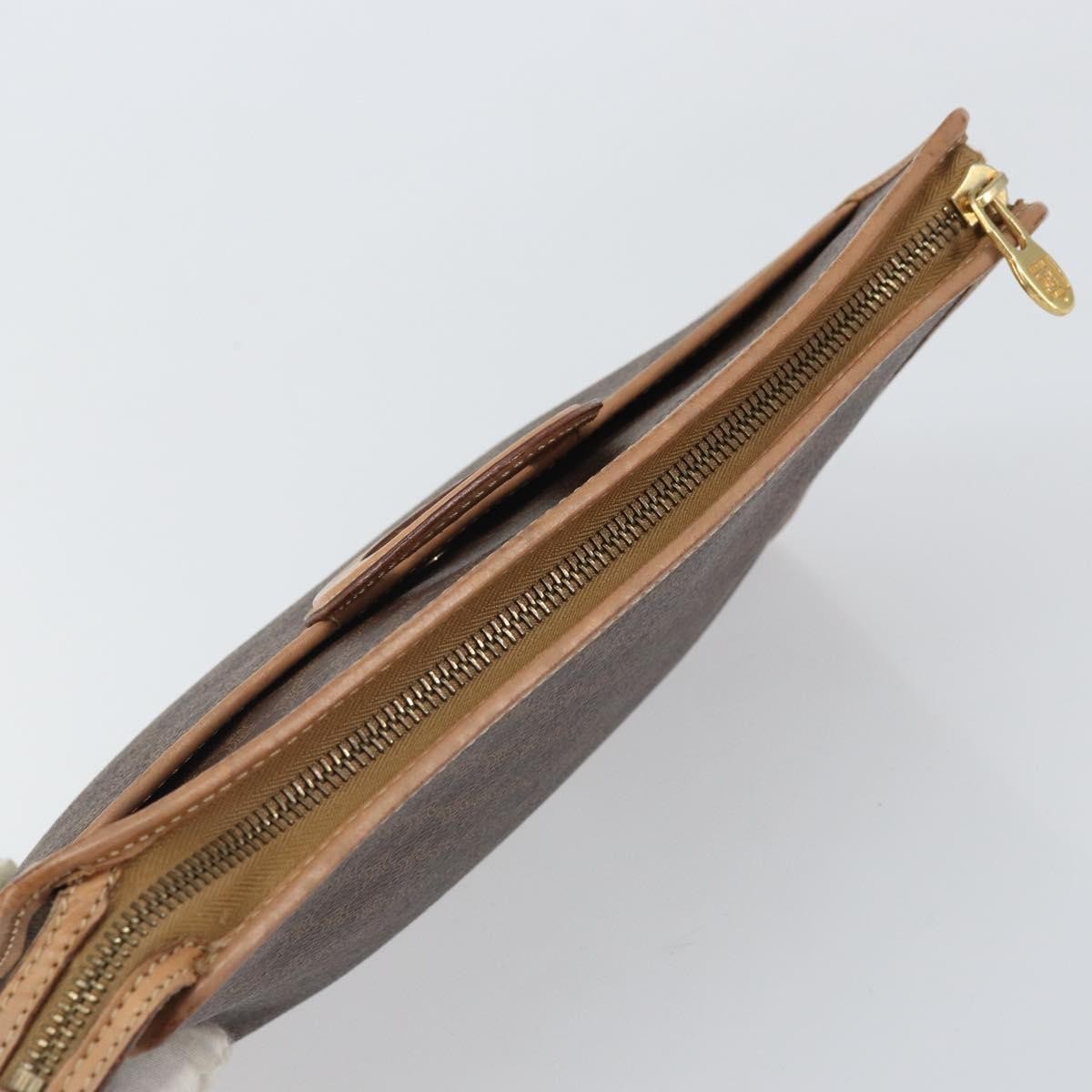 Celine Macadam Pochette Canvas and Leather, BROWN, CANVAS, Clutche & pouche