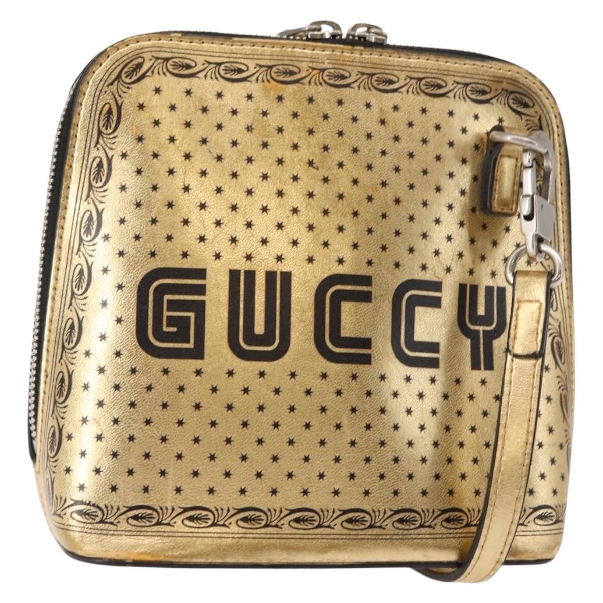 Gucci Dome Crossbody Bag Limited Edition Printed Leather, GOLD, LEATHER, Crossbody bag