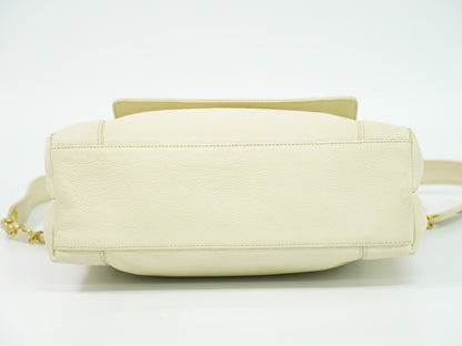 Chanel Vintage Shoulder Bag Leather, ECRU, LEATHER, Shoulder bag