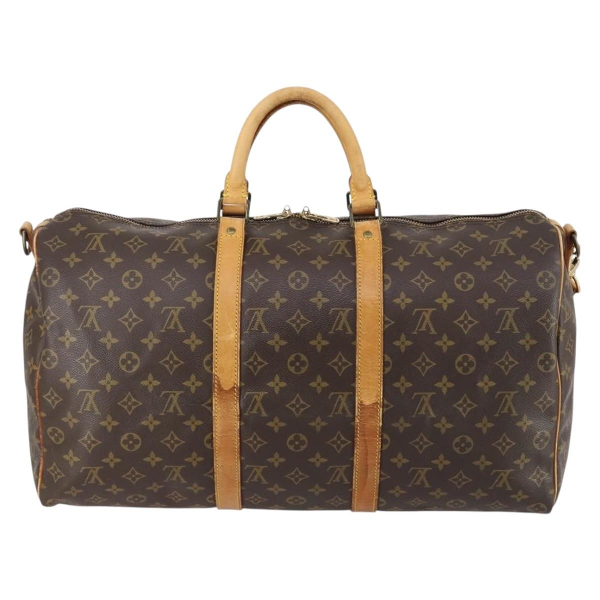 Louis Vuitton Keepall Bandouliere Bag Monogram Canvas, BROWN, CANVAS, Travel bag