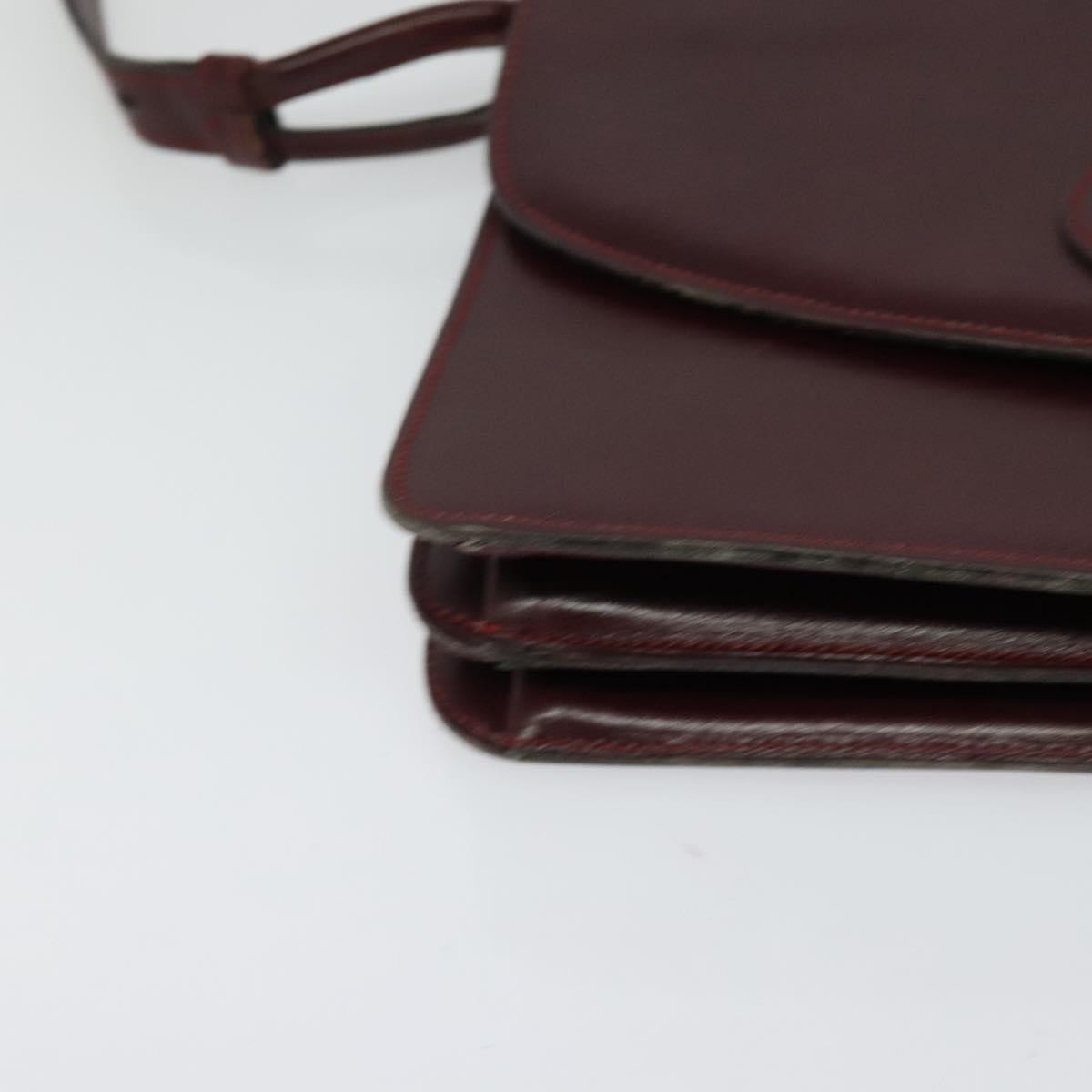 Christian Dior Flap Shoulder Bag Leather, BURGUNDY, LEATHER, Shoulder bag