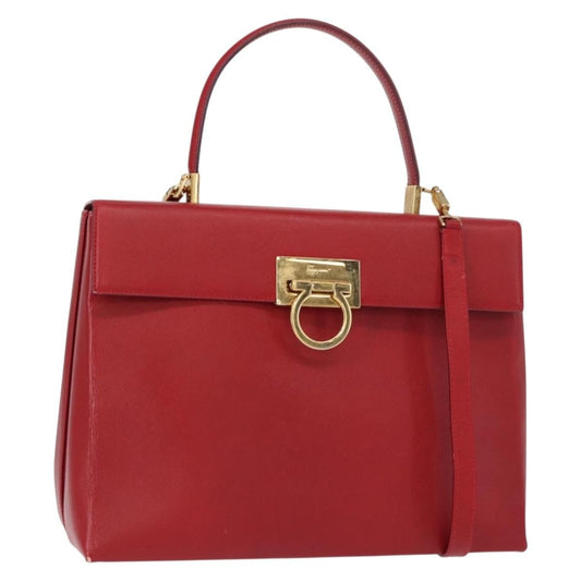 Salvatore Ferragamo Gancini handbag Leather, RED, LEATHER, Handbag