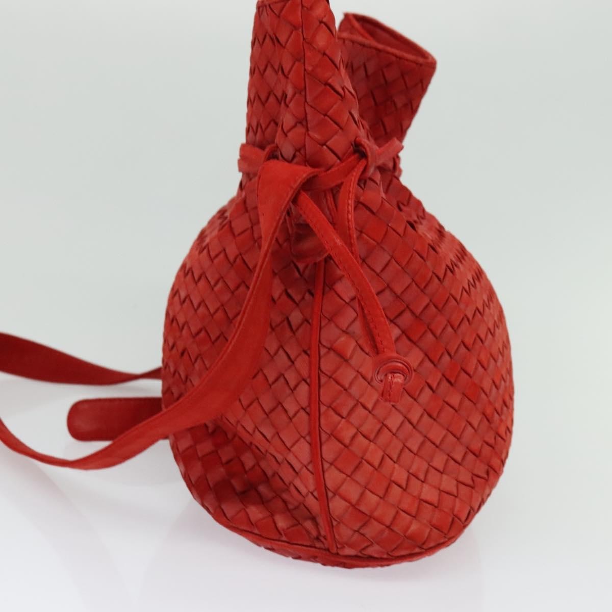 Bottega Veneta Drawstring Tassel Bucket Bag Intrecciato Nappa, RED, LEATHER, Shoulder bag