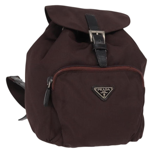 Prada Front Pocket Backpack Tessuto, BROWN, NYLON, Backpack