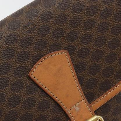 Celine Vintage Macadam Shoulder Bag Canvas and Leather, Brown, Canvas, Shoulder Bag