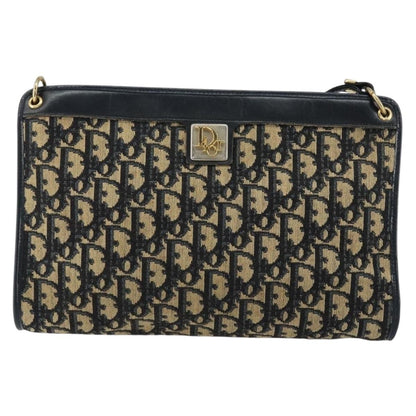 Christian Dior Vintage Trotter Shoulder Bag Canvas, NAVY, CANVAS, Shoulder bag