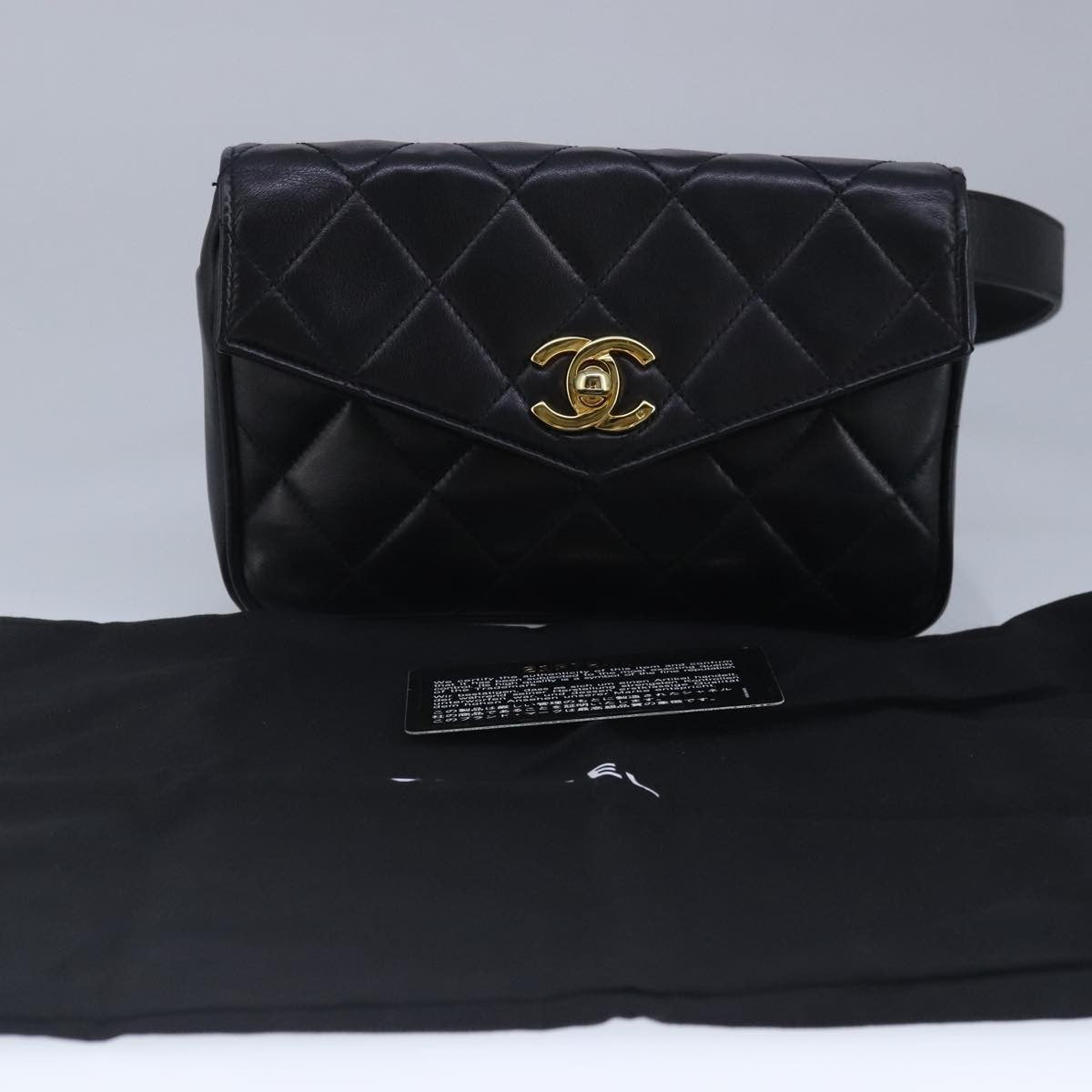 Chanel Vintage CC Flap Waist Bag Quilted Leather, BLACK, LEATHER, Clutche & pouche