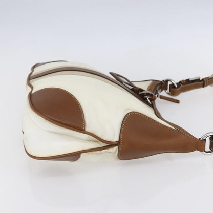 Prada Vintage Shoulder Bag Nylon and Leather, BEIGE, NYLON, Shoulder bag