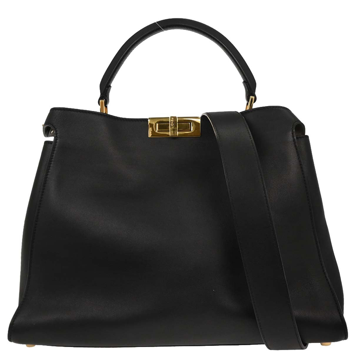 Fendi Peekaboo Essential Bag Leather, BLACK, LEATHER, Handbag