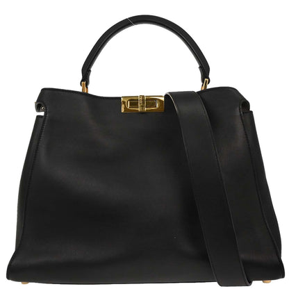 Fendi Peekaboo Essential Bag Leather, BLACK, LEATHER, Handbag