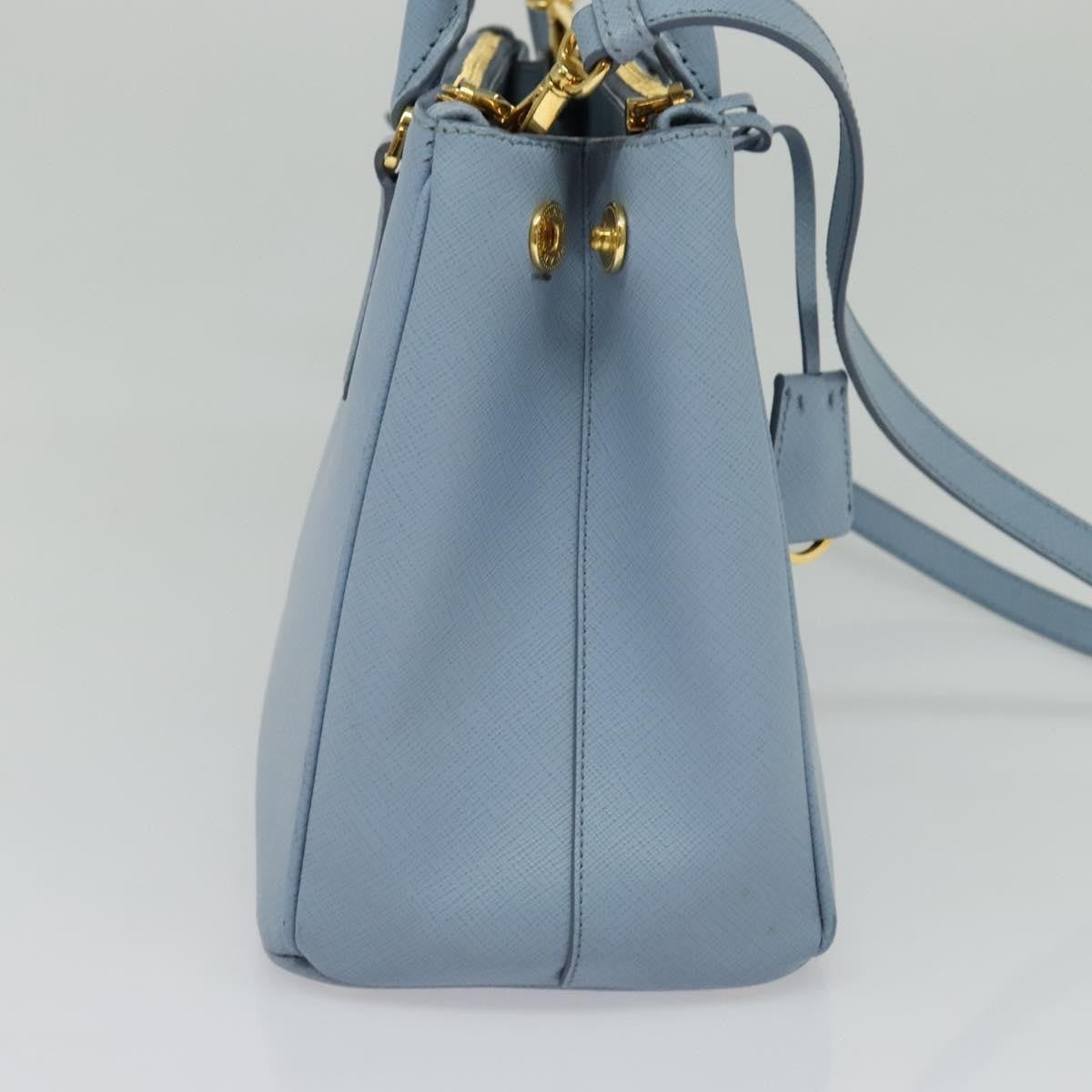 Prada Double Zip Lux Tote Saffiano Leather, BLUE, LEATHER, Handbag