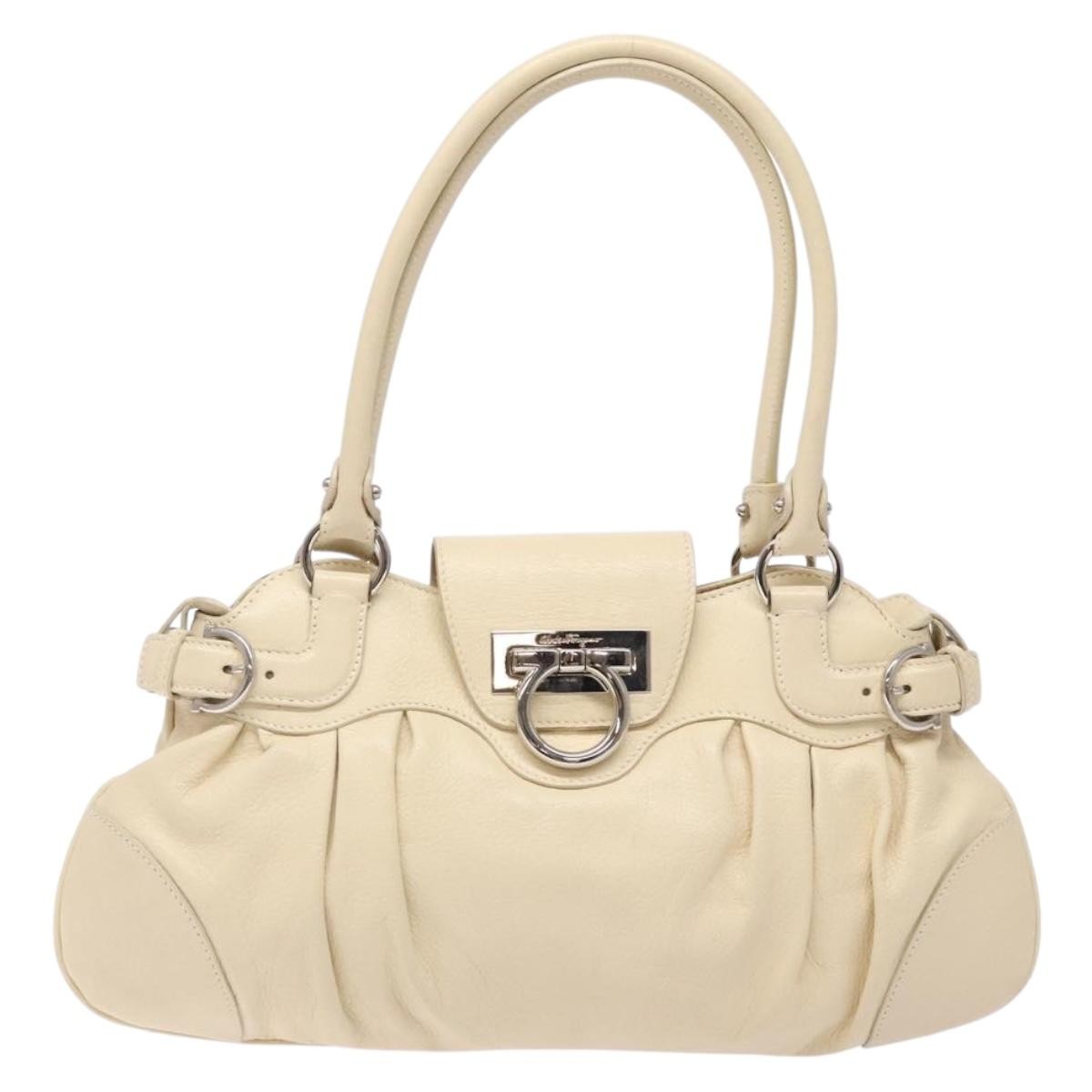 Salvatore Ferragamo Marisa Satchel Leather, ECRU, LEATHER, Handbag