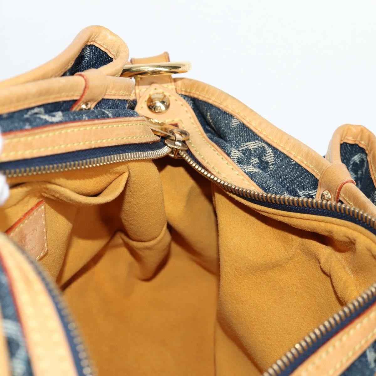 Louis Vuitton Porte Epaule Raye Handbag Striped Monogram Denim, BLUE, DENIM_JEANS, Handbag