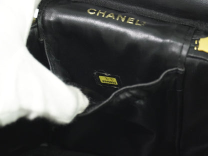 Chanel Vanity pouch Leather, BLACK, LEATHER, Toiletry Case