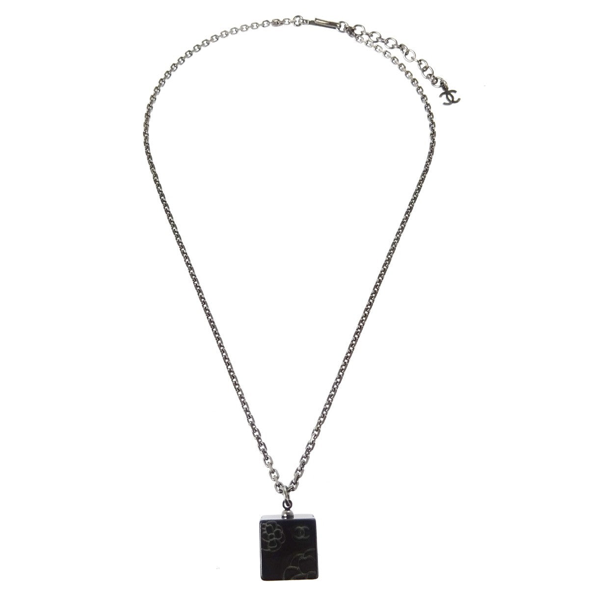 Chanel Square CC Pendant Resin, Black, Plastic, Necklace