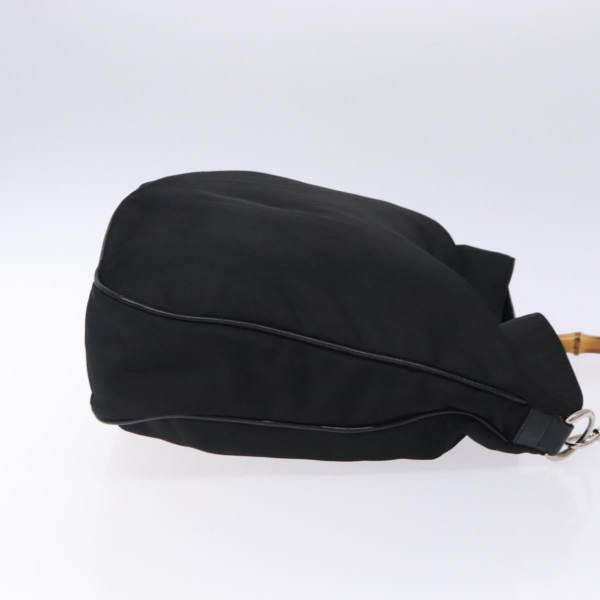 Gucci Vintage Bamboo Shoulder Bag Nylon, BLACK, NYLON, Shoulder bag
