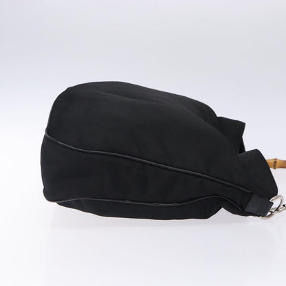 Gucci Vintage Bamboo Shoulder Bag Nylon, BLACK, NYLON, Shoulder bag