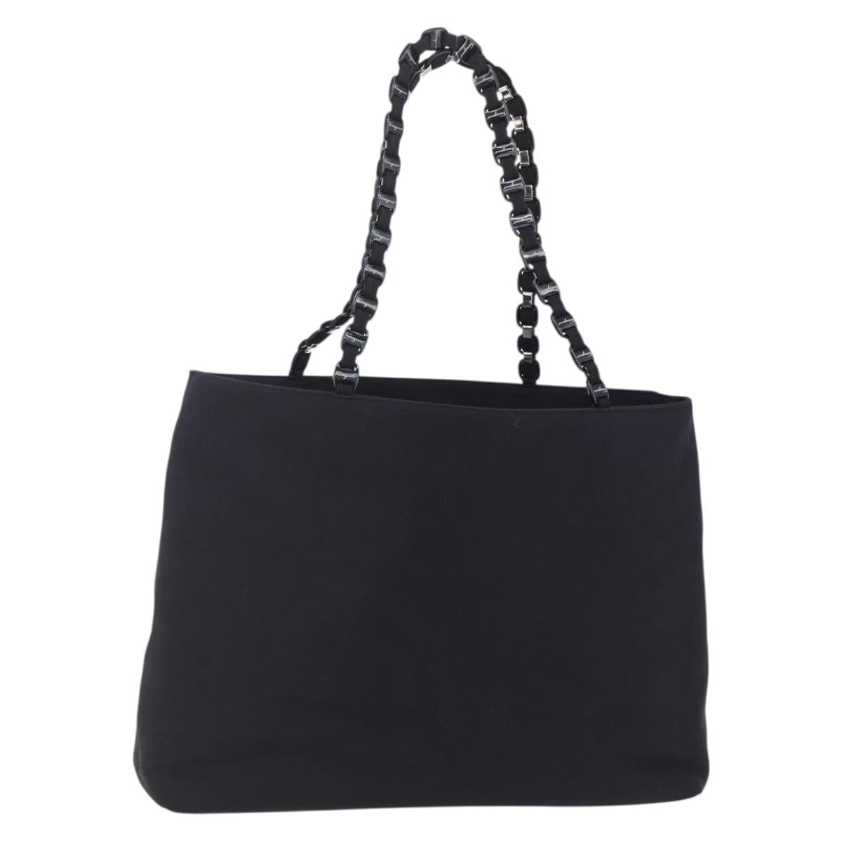 Salvatore Ferragamo Vintage Shoulder Bag Canvas, BLACK, CANVAS, Shoulder bag