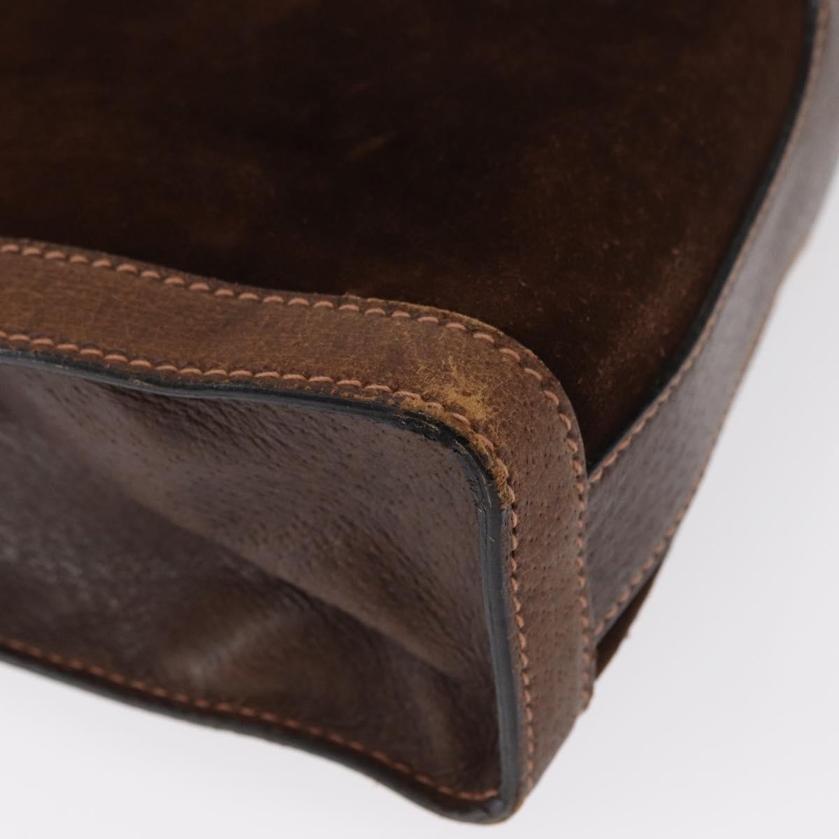 Gucci Vintage Web Sherry Line Handbag Suede, BROWN, SUEDE, Handbag