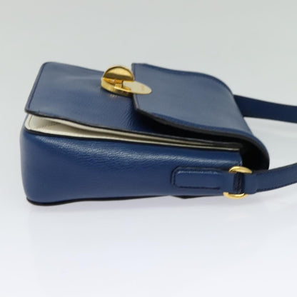 Miu Miu Flap Shoulder Bag Leather, BLUE, LEATHER, Shoulder bag