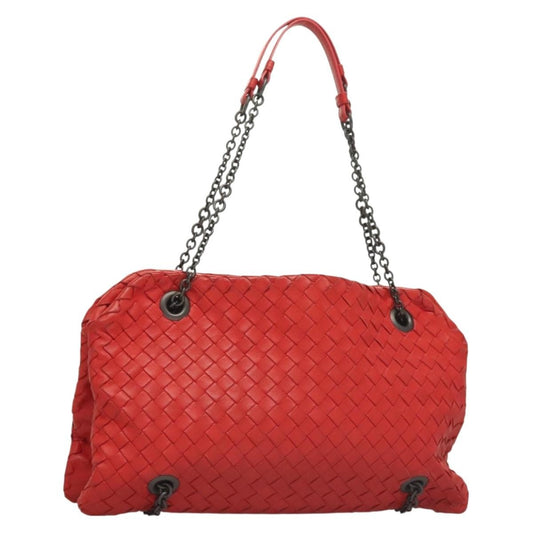Bottega Veneta Intrecciato Leather, RED, LEATHER, Shoulder bag