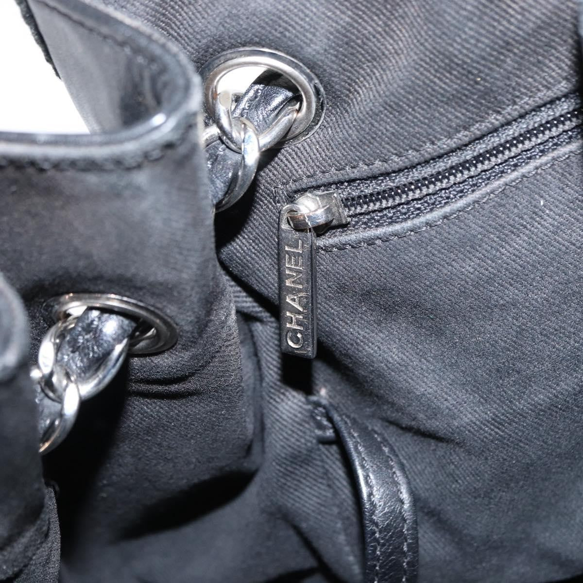 Chanel Vintage CC Charm Tote Chevron Canvas, BLACK, CANVAS, Tote bag