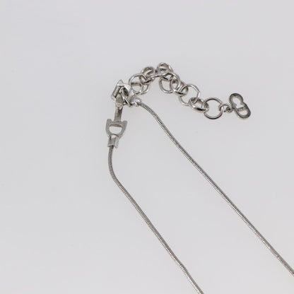 Christian Dior Bow CD Pendant Necklace Metal with Crystal, SILVER, METAL, Necklace